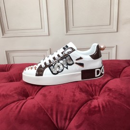 Dolce Gabbana Fashion Graffiti Leather Casual Shoes For Men And Women Black