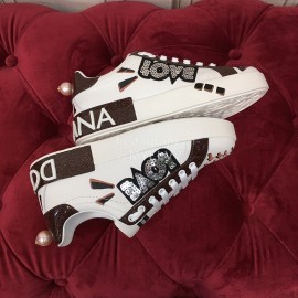 Dolce Gabbana Fashion Graffiti Leather Casual Shoes For Men And Women Black