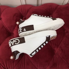 Dolce Gabbana Fashion Graffiti Leather Casual Shoes For Men And Women Black