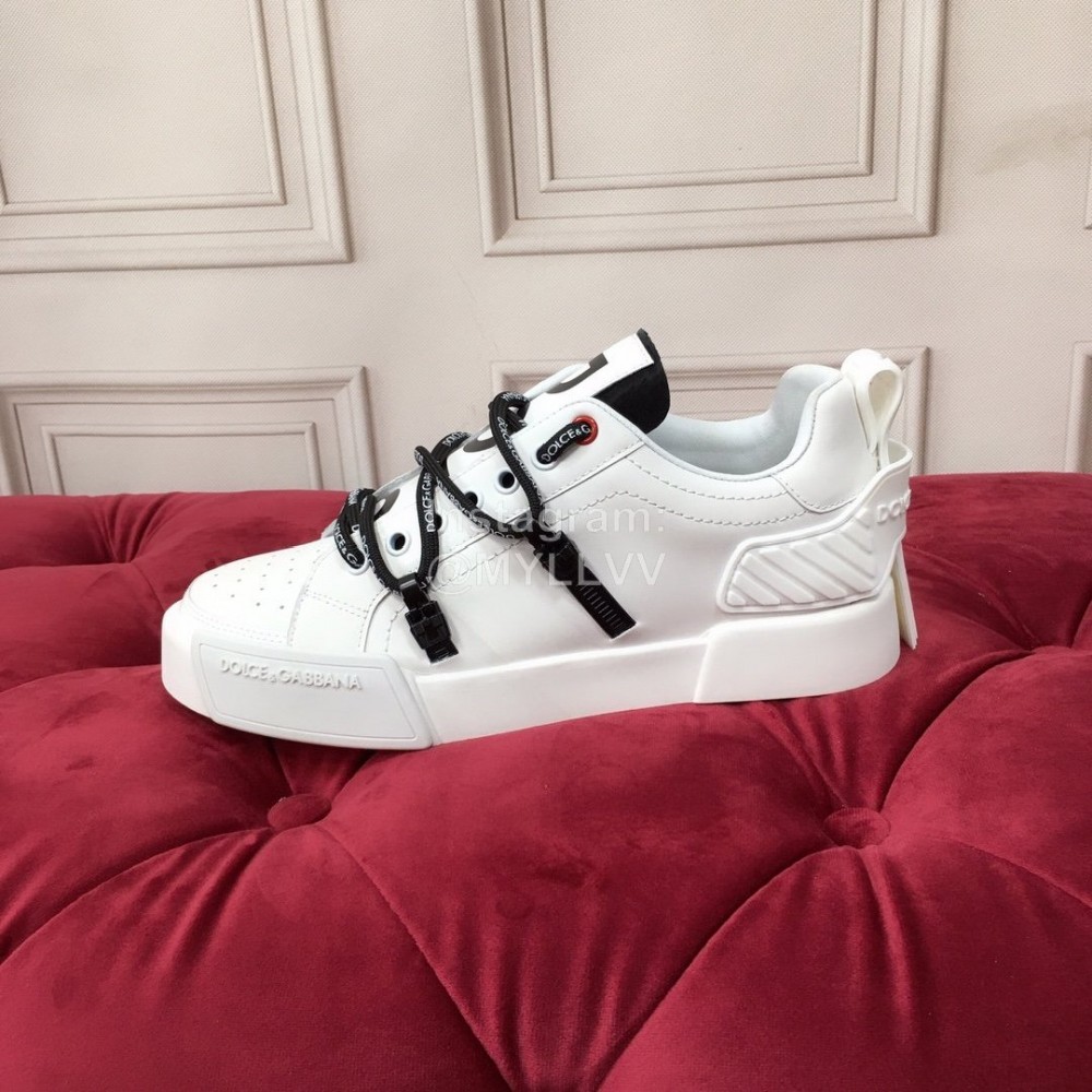 Dolce Gabbana Fashion White Silk Leather Casual Sneakers For Men And Women