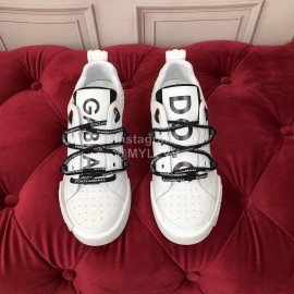 Dolce Gabbana Fashion White Silk Leather Casual Sneakers For Men And Women