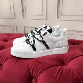 Dolce Gabbana Fashion White Silk Leather Casual Sneakers For Men And Women