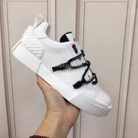 Dolce Gabbana Fashion White Silk Leather Casual Sneakers For Men And Women