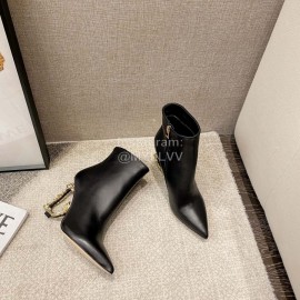 Dolce Gabbana Winter Cowhide High Heel Pointed Boots For Women Black