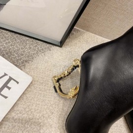 Dolce Gabbana Winter Cowhide High Heel Pointed Boots For Women Black