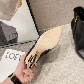 Dolce Gabbana Winter Cowhide High Heel Pointed Boots For Women Black