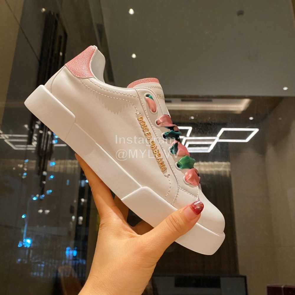 Dolce Gabbana Fashion Silk Leather Casual Shoes For Men And Women Pink