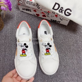 Dolce Gabbana Fashion Silk Leather Casual Shoes Orange For Men And Women