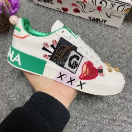 Dolce Gabbana Green Fashion Silk Leather Casual Shoes For Men And Women