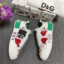 Dolce Gabbana Green Fashion Silk Leather Casual Shoes For Men And Women