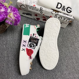 Dolce Gabbana Green Fashion Silk Leather Casual Shoes For Men And Women