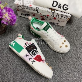 Dolce Gabbana Green Fashion Silk Leather Casual Shoes For Men And Women