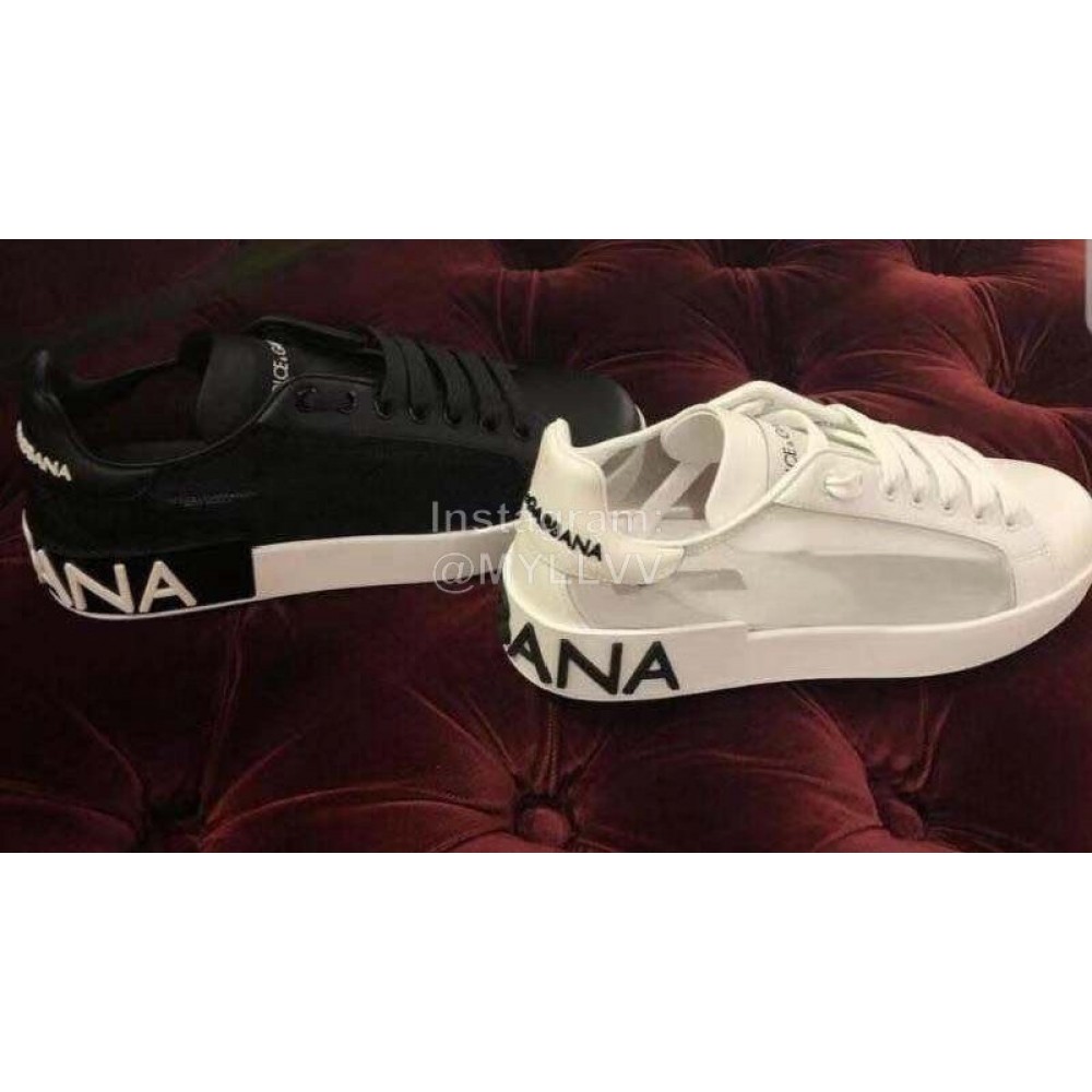 Dolce Gabbana Fashion Black Silk Leather Casual Shoes For Men And Women