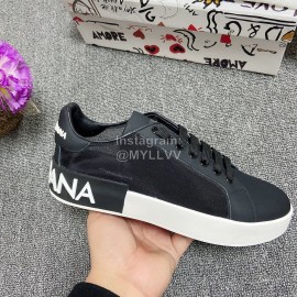 Dolce Gabbana Fashion Black Silk Leather Casual Shoes For Men And Women