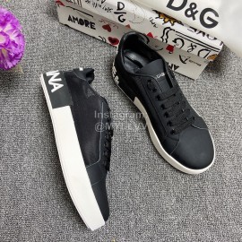 Dolce Gabbana Fashion Black Silk Leather Casual Shoes For Men And Women