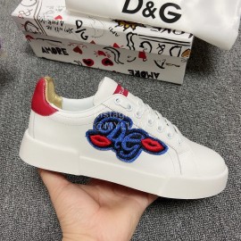 Dolce Gabbana Fashion White Silk Leather Casual Shoes For Men And Women
