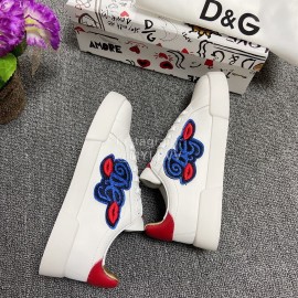 Dolce Gabbana Fashion White Silk Leather Casual Shoes For Men And Women