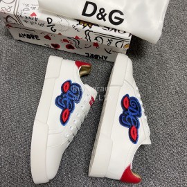 Dolce Gabbana Fashion White Silk Leather Casual Shoes For Men And Women