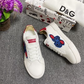 Dolce Gabbana Fashion White Silk Leather Casual Shoes For Men And Women