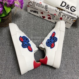 Dolce Gabbana Fashion White Silk Leather Casual Shoes For Men And Women