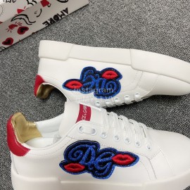 Dolce Gabbana Fashion White Silk Leather Casual Shoes For Men And Women