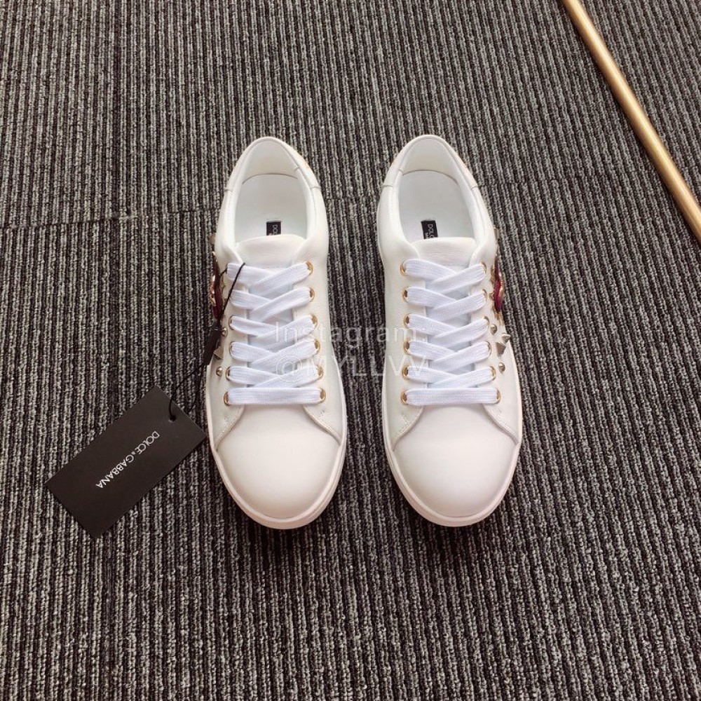 Dolce Gabbana Fashion Love Silk Leather Casual Shoes For Women