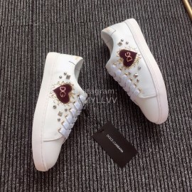 Dolce Gabbana Fashion Love Silk Leather Casual Shoes For Women