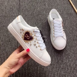 Dolce Gabbana Fashion Love Silk Leather Casual Shoes For Women