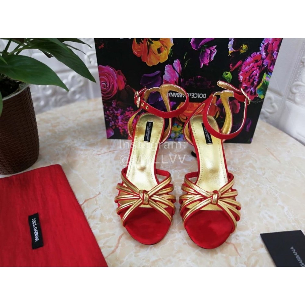 Dolce Gabbana Soft Sheepskin High Heel Sandals For Women Red