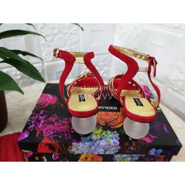Dolce Gabbana Soft Sheepskin High Heel Sandals For Women Red