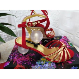 Dolce Gabbana Soft Sheepskin High Heel Sandals For Women Red