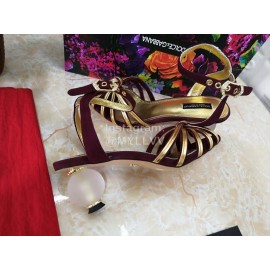 Dolce Gabbana Soft Sheepskin High Heel Sandals For Women Gold