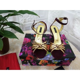 Dolce Gabbana Soft Sheepskin High Heel Sandals For Women Gold