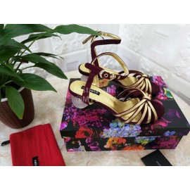 Dolce Gabbana Soft Sheepskin High Heel Sandals For Women Gold