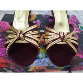 Dolce Gabbana Soft Sheepskin High Heel Sandals For Women Gold