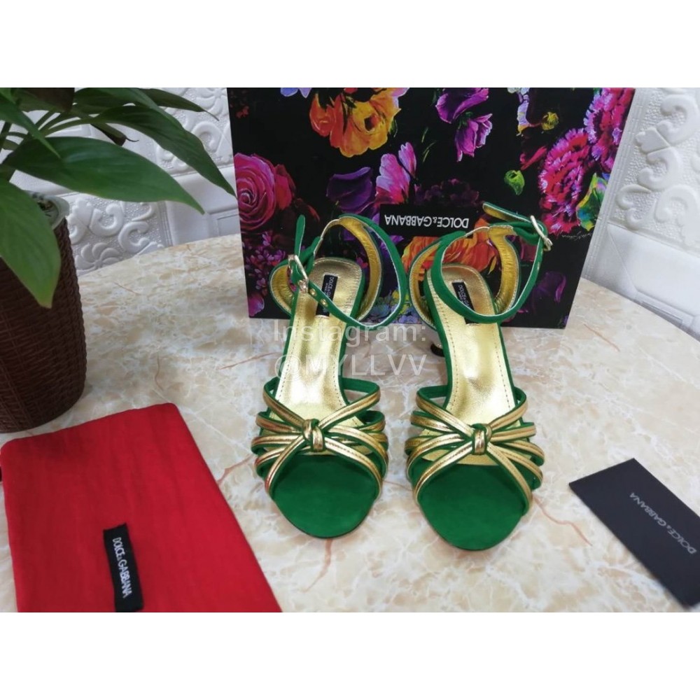 Dolce Gabbana Soft Sheepskin High Heel Sandals For Women Green