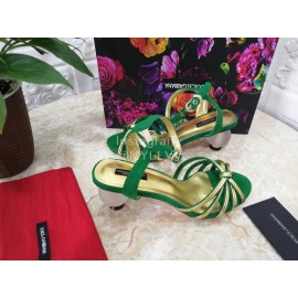 Dolce Gabbana Soft Sheepskin High Heel Sandals For Women Green