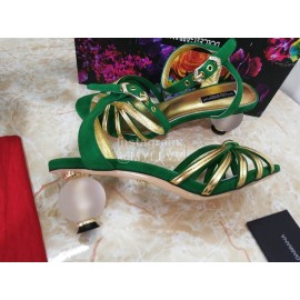 Dolce Gabbana Soft Sheepskin High Heel Sandals For Women Green
