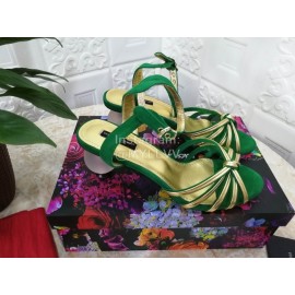 Dolce Gabbana Soft Sheepskin High Heel Sandals For Women Green