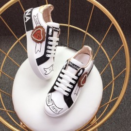 Dolce Gabbana New White Silk Leather Casual Shoes For Men And Women 