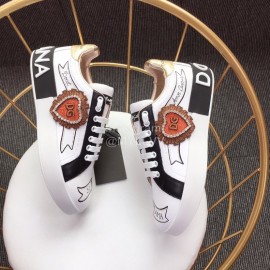 Dolce Gabbana New White Silk Leather Casual Shoes For Men And Women 