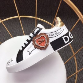 Dolce Gabbana New White Silk Leather Casual Shoes For Men And Women 