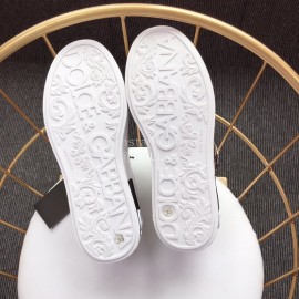 Dolce Gabbana New White Silk Leather Casual Shoes For Men And Women 