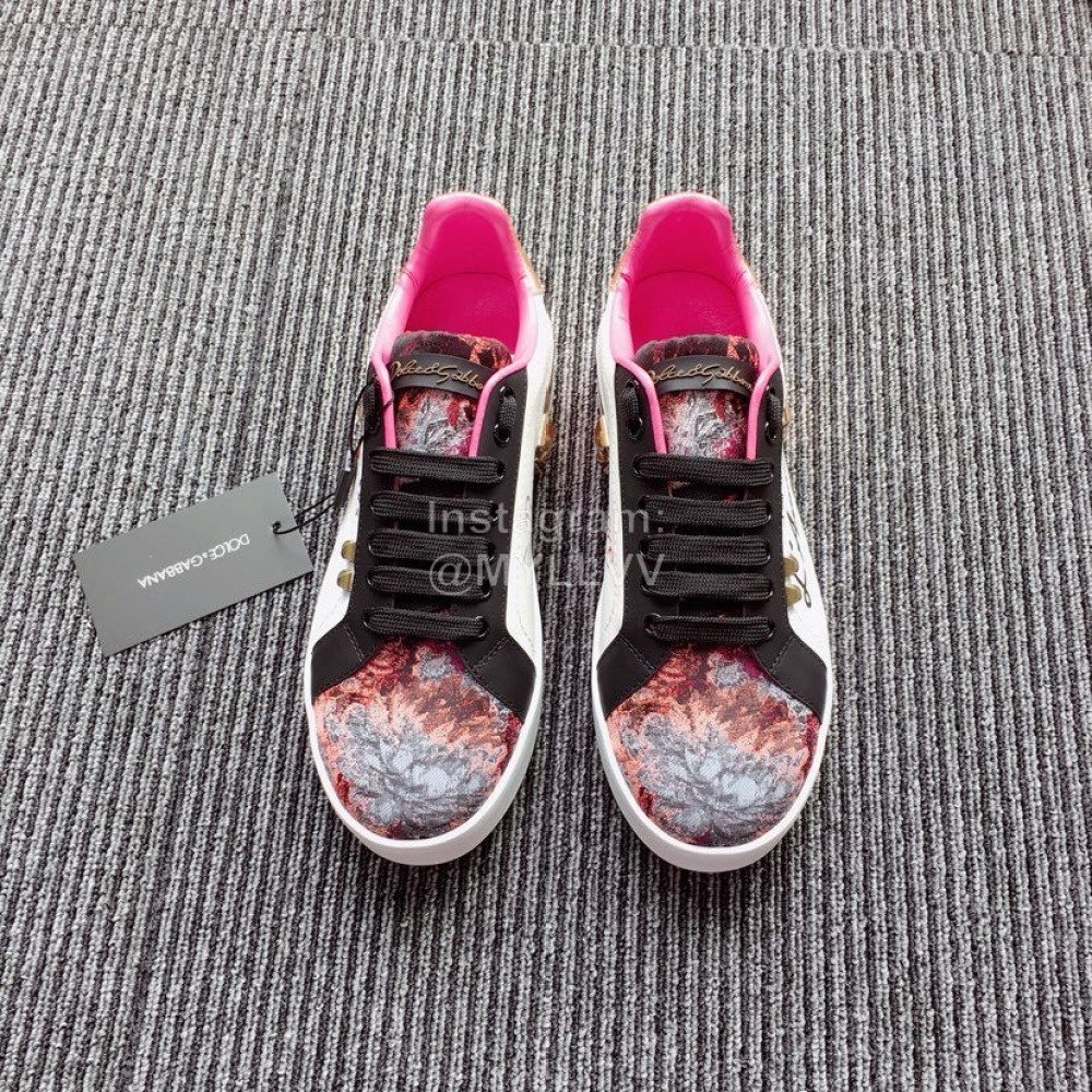 Dolce Gabbana New Printed Silk Leather Casual Shoes For Men And Women 