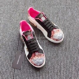 Dolce Gabbana New Printed Silk Leather Casual Shoes For Men And Women 