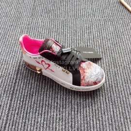 Dolce Gabbana New Printed Silk Leather Casual Shoes For Men And Women 