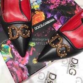 Dolce Gabbana Soft Sheepskin High Heels Sandals For Women Black