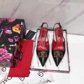 Dolce Gabbana Soft Sheepskin High Heels Sandals For Women Black