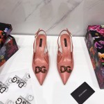 Dolce Gabbana Soft Sheepskin High Heels Sandals For Women Pink