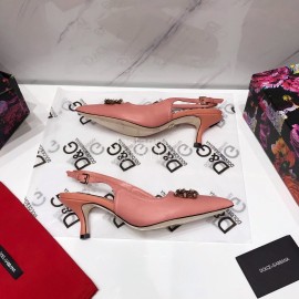 Dolce Gabbana Soft Sheepskin High Heels Sandals For Women Pink